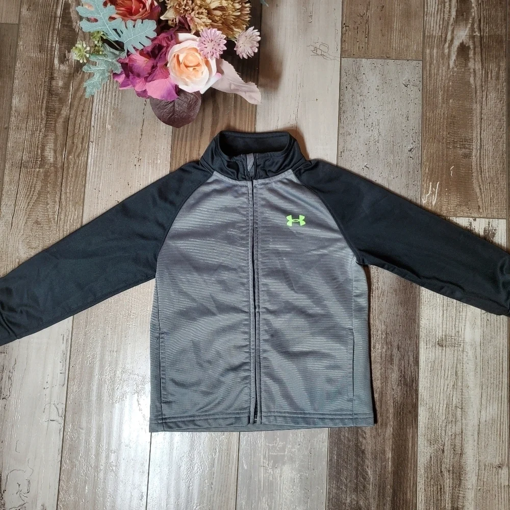 Under Armour Toddler Boy Lightweight Zip-Up Jacket Size 3T Black Gray EUC